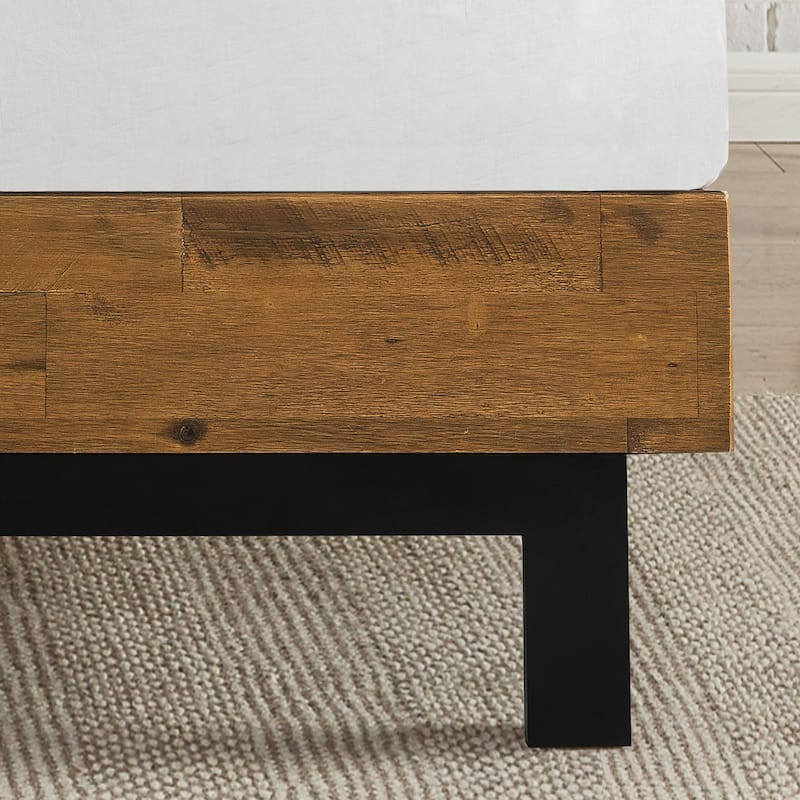 Priage by ZINUS Brown Wood Platform Bed Frame with Adjustable Headboard