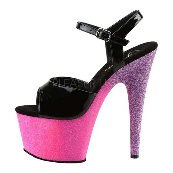Pleaser 7/" pink ombre glitter platform sandals
