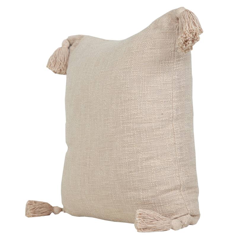 Sevita Solid Cotton Throw Pillow with Tassels