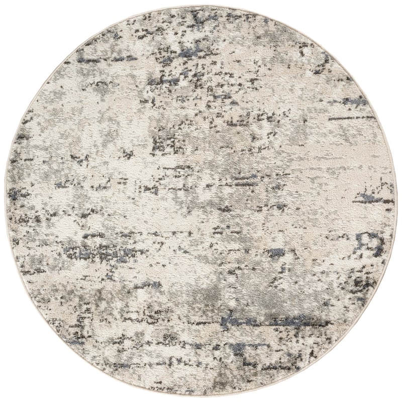 Nourison Concerto Modern Abstract Distressed Area Rug - 7'10" x Round - Ivory/Blue/Gray