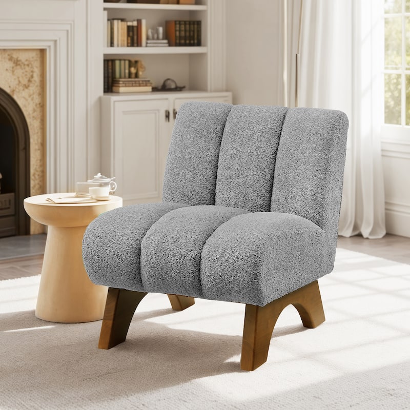 Art Leon Modern Wood and Fabric Accent Sofa Chair - Light Grey