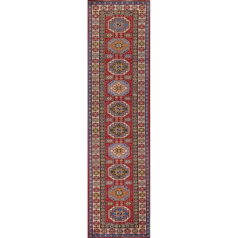Kazak Oriental Runner Rug Handmade Traditional Red Wool Carpet - 2'9" x 13'1"