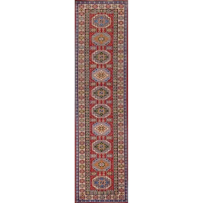 Kazak Oriental Runner Rug Handmade Traditional Red Wool Carpet - 2'9" x 13'1"