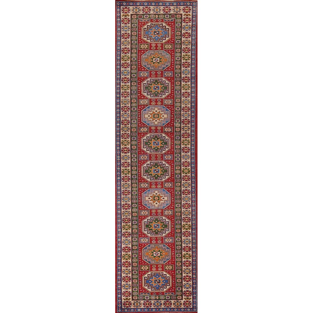 Kazak Oriental Runner Rug Handmade Traditional Red Wool Carpet - 2'9" x 13'1"