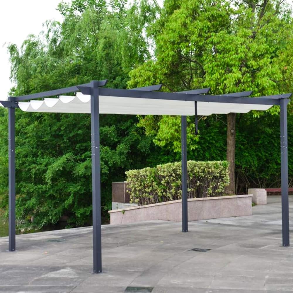 Amama White 13x10 Retractable Canopy Pergola by Havenside Home