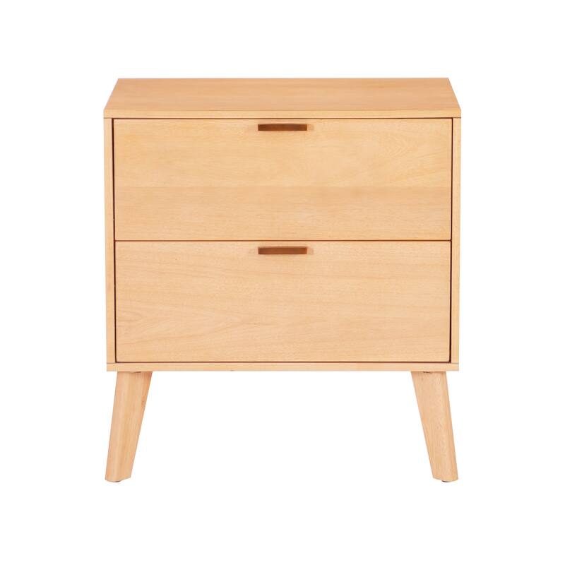 Carter Wooden 2-Drawer Mid Century Nightstand