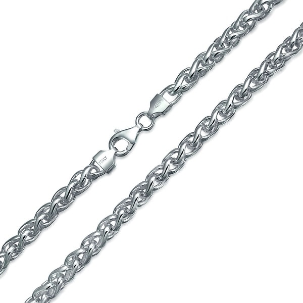 Shop Solid Heavy Wheat Strong Link Chain Necklace For Men 925 Sterling Silver Made In Italy 20
