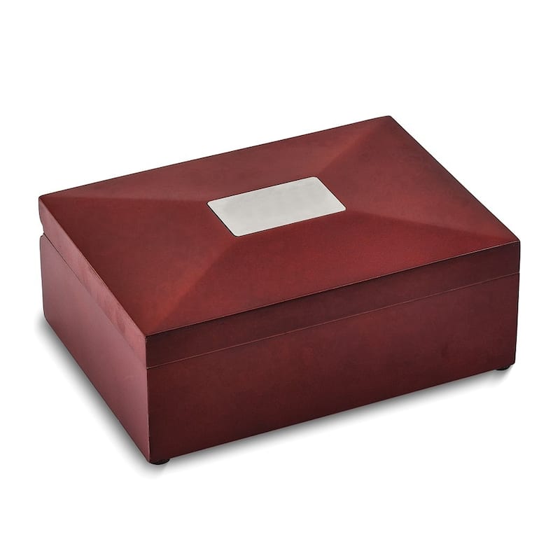 Curata Mahogany Finish with Engraving Plate Felt Lined Wooden Keepsake Chest