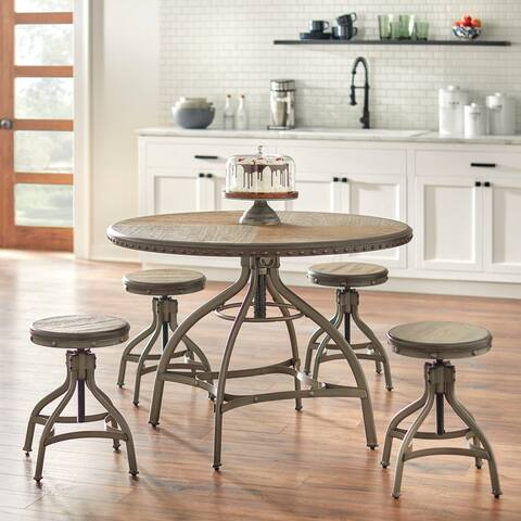 Simple Living Decker Adjustable Height Round 5-Piece Dining Set - 5-Piece Set