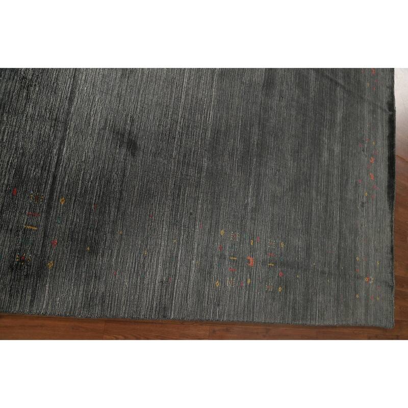 Grey Tribal Gabbeh Oriental Area Rug Hand-Knotted Wool Carpet - 7'10" x 9'9"