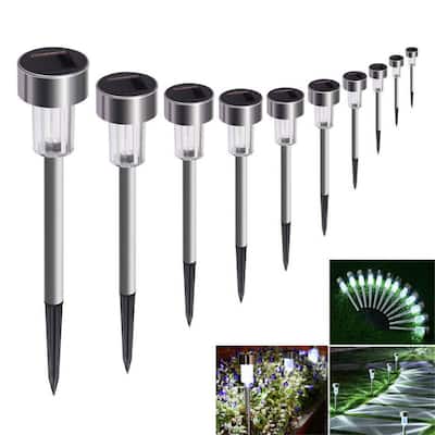 10pcs Garden Outdoor Stainless Steel LED Solar Landscape Path Lights