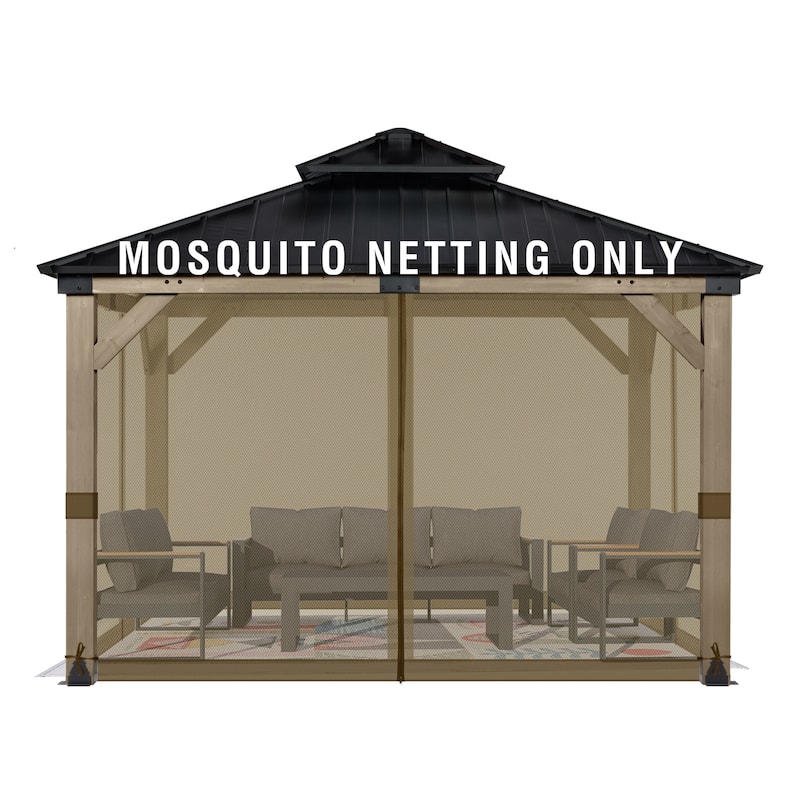 Aoodor 12'x12' Replacement Gazebo Mosquito Netting 4-Panel Sidewalls