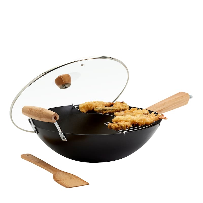 Infuse 4pc Non-Stick Carbon Steel Wok Set