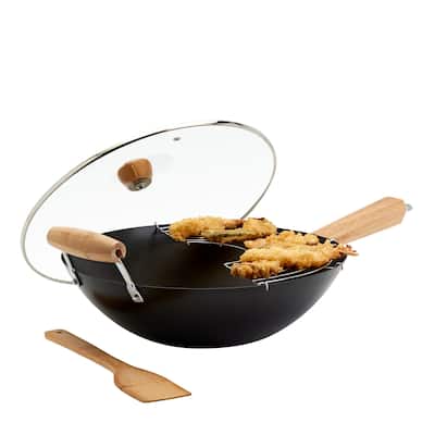 Infuse 4pc Non-Stick Carbon Steel Wok Set