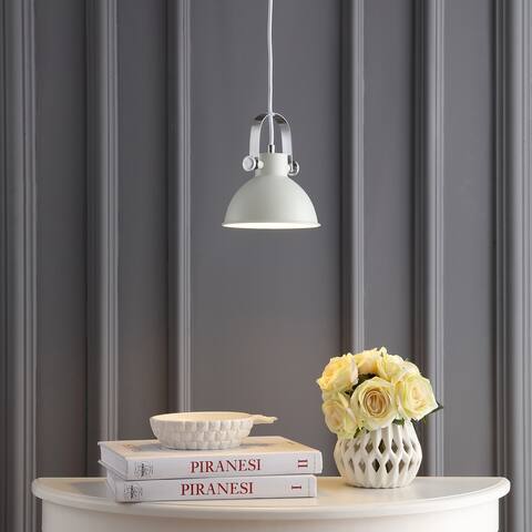 SAFAVIEH Lighting Rove Adjustable 1-light LED White Pendant - 6.25"x6.25"x10-82"
