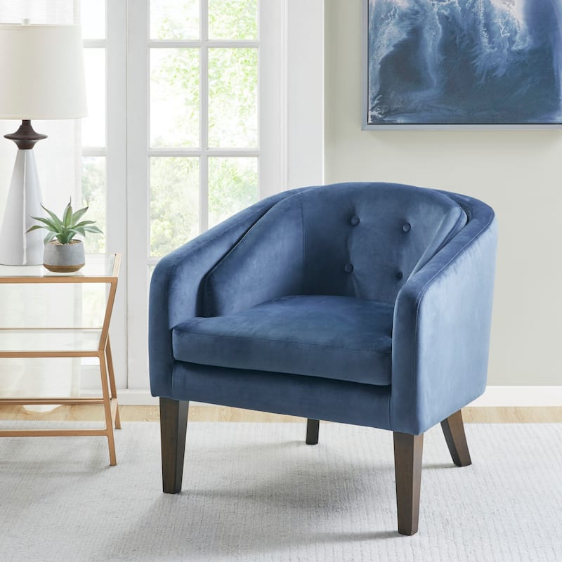 Madison Park Cora Blue Upholstered Tufted Mid-Century Accent Chair - Blue