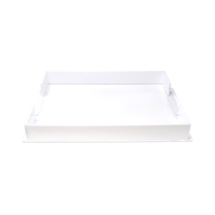 Rectangle Acrylic Serving Tray with Gold Sides, 17.75"L x 11.75"W - White