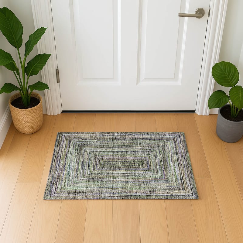 Premium Washable Super Soft Modern Dimensions Mayfield Rug - Olive - 1'8" x 2'6"