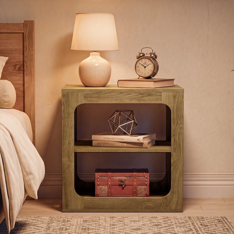 23.6" End Table with Storage Shelves, 3-Tier Side Table for Living Room