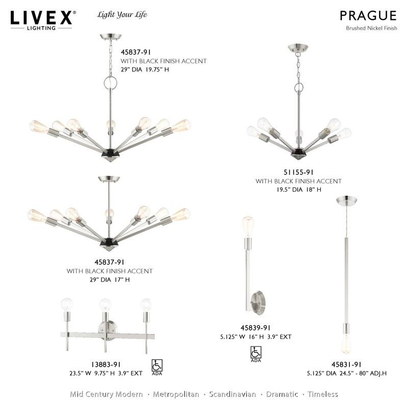 Livex Lighting 7-light Brushed Nickel Chandelier, 45837-91 - 27.625 Dia x 19.25" H