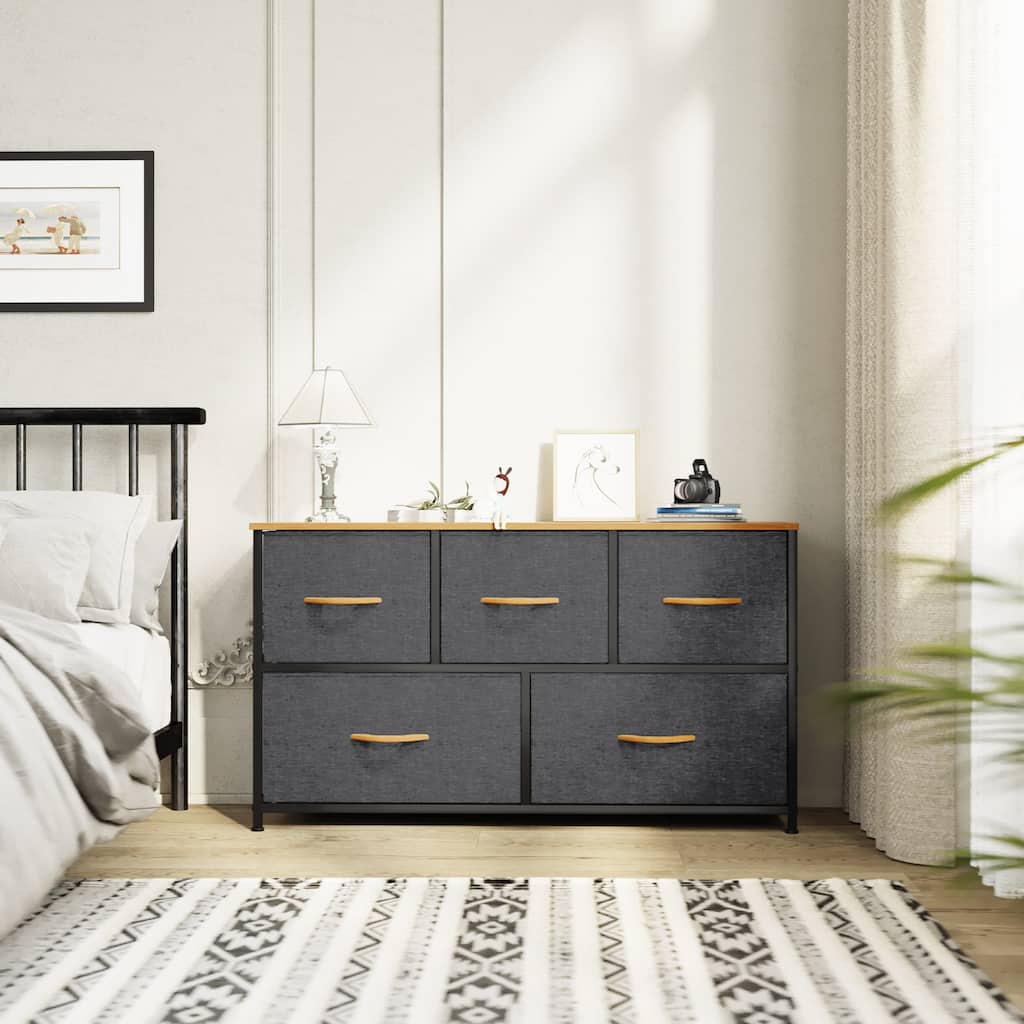 Modern Wide Dresser Storage Tower with 5 Drawers