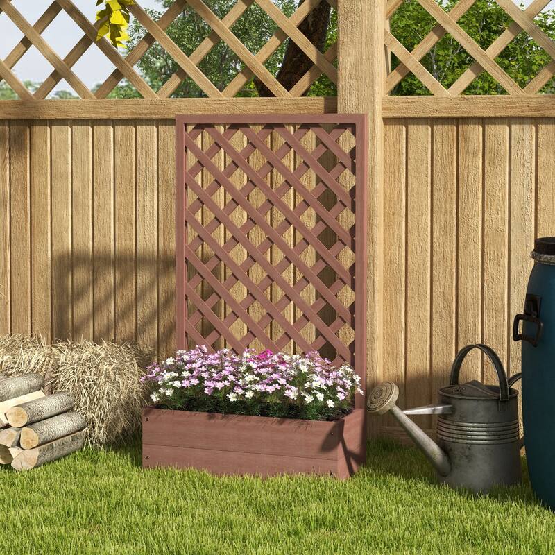 Outsunny Wood Planter With Trellis, Raised Garden Barbados | Ubuy