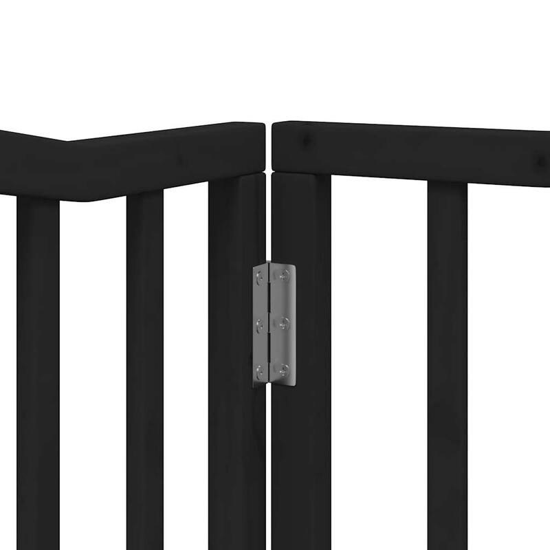 vidaXL Dog Gate Set of 4 Black Poplar Wood Large Foldable Dog Gate - 11.8 x 126.0 x 23.6