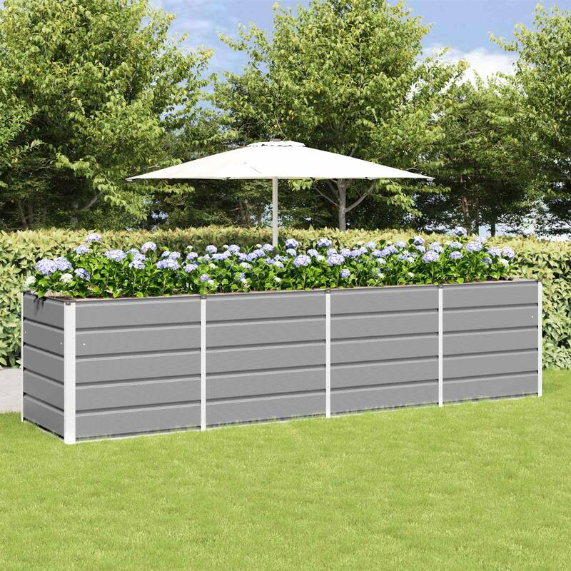 vidaXL Planter in Steel - 62.99 x 31.50 x 17.72 - Grey - 125.98 x 31.50 x 29.53 in