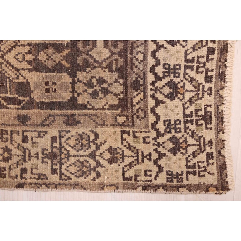 ECARPETGALLERY Hand-knotted Antalya Vintage Dark Brown Wool Rug - 3'3 x 8'8