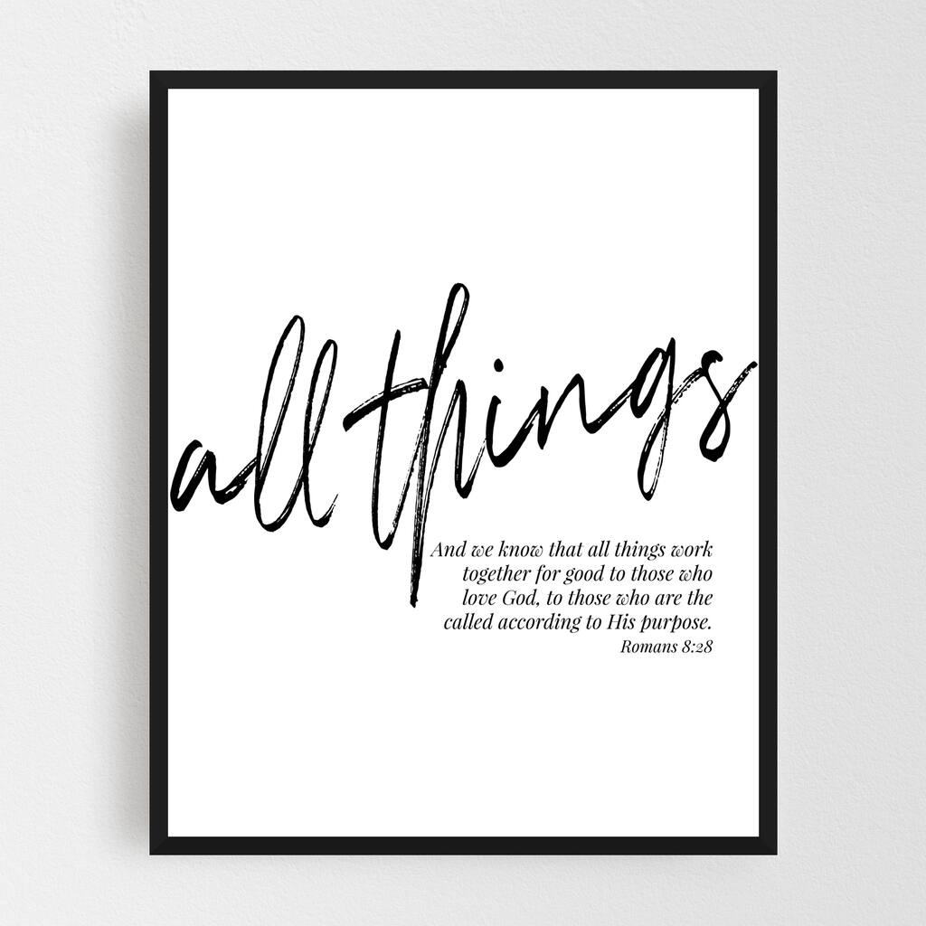 Bible Bible Verse Black-and-white Framed Wall Art Print