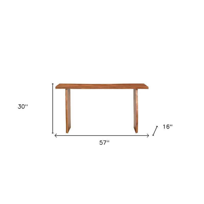 HomeRoots 57" Chestnut Solid Wood Sled Console Table - 57