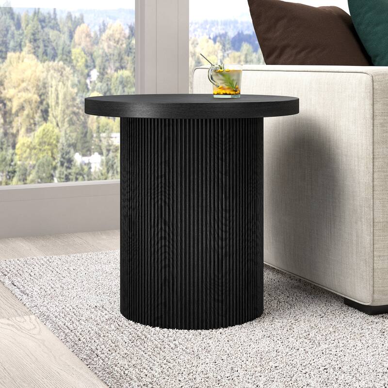 Isa 22" Wide Round Fluted Side Table - 22" Wide