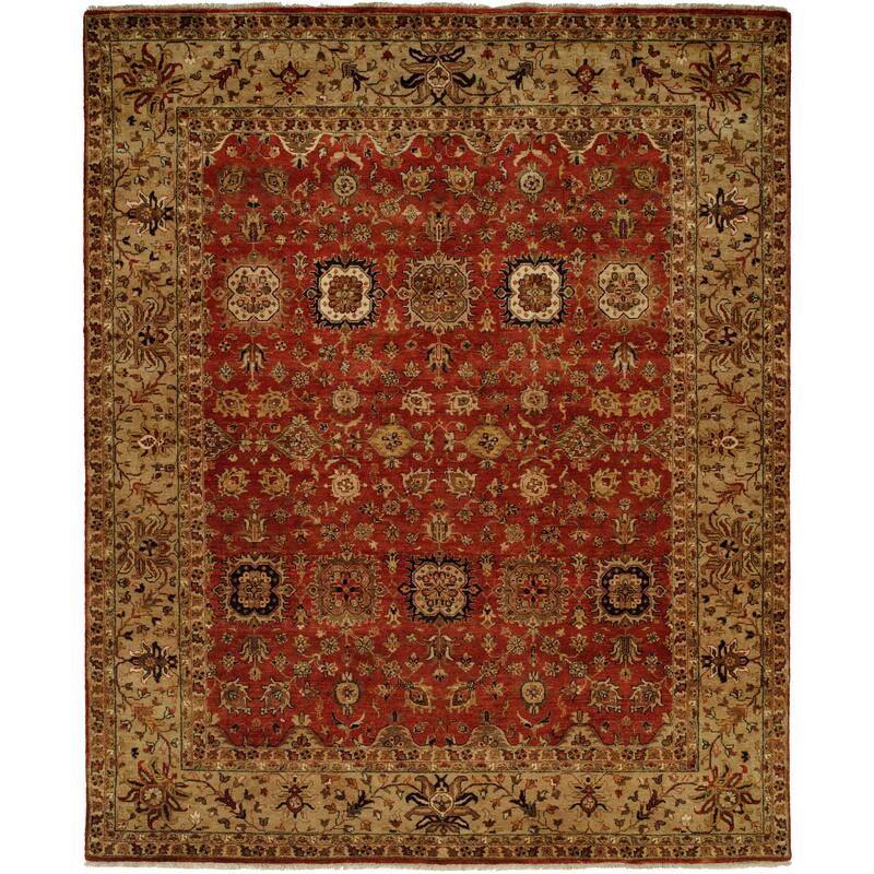 Traditional Red Hand-Knotted Wool Area Rug - 12' x 18' - Red