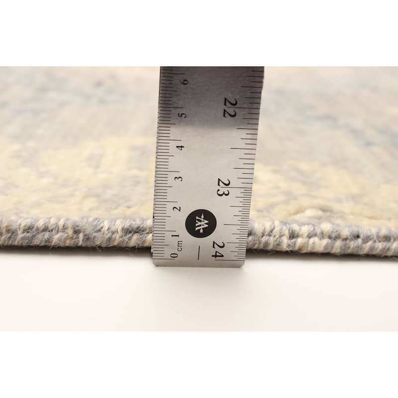 ECARPETGALLERY Hand-knotted Silk Shadow Grey Wool Rug - 2'7 x 9'9
