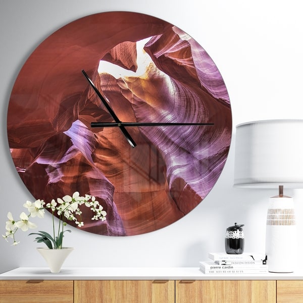 slide 2 of 9, Designart 'Light in Antelope Canyon' Oversized Modern Wall CLock 23 in. wide x 23 in. high