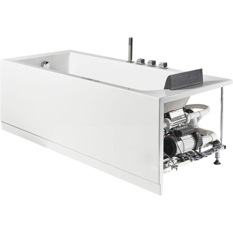 Eago 71" Three Wall Alcove Acrylic Whirlpool Tub with Left Drain,