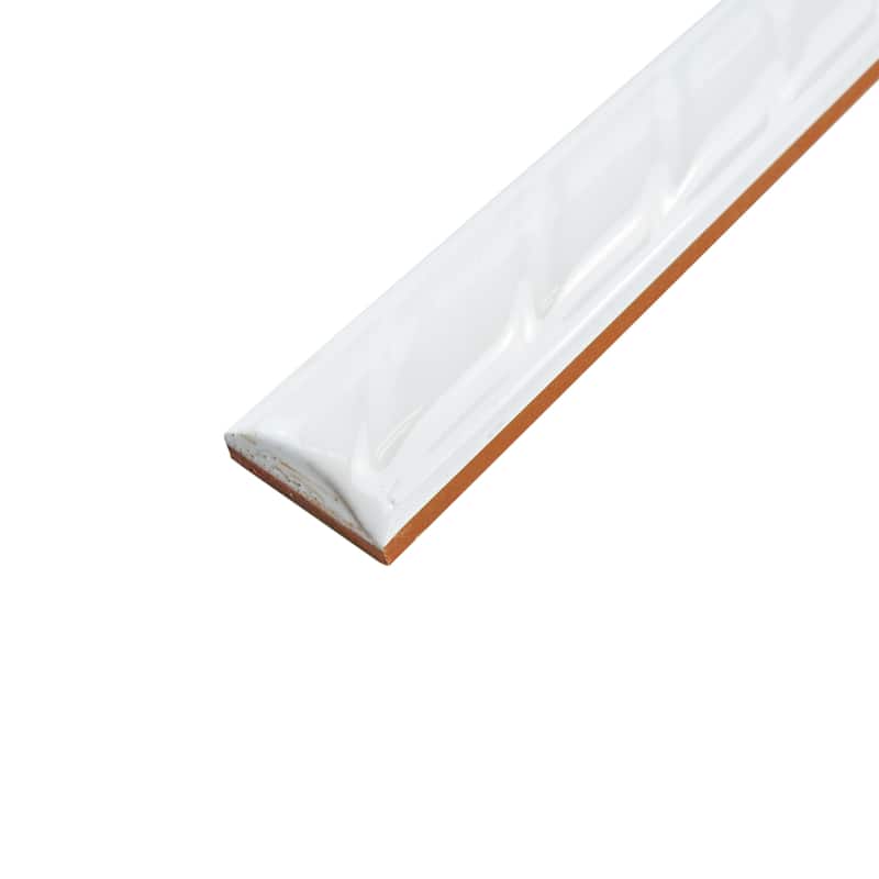 Merola Tile White Rope Pencil 1" x 9-3/4" Ceramic Wall Trim - (1 Tile)