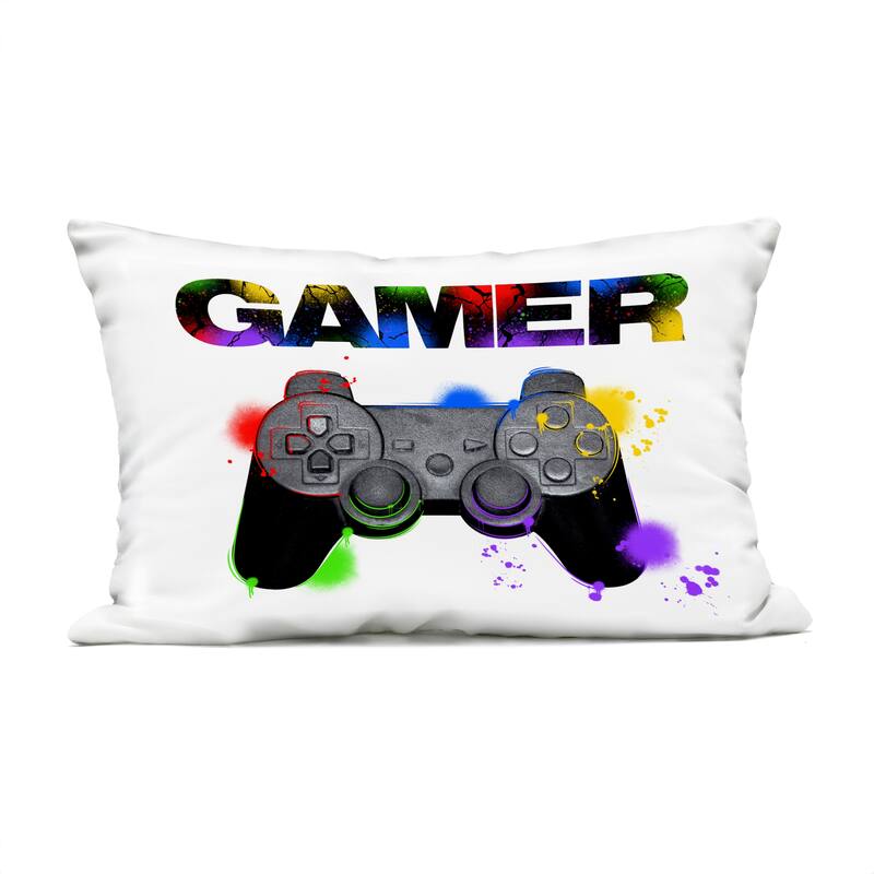 Stupell Gamer with Paint Smear Printed Outdoor Throw Pillow Design by Marcus Prime - Accent - Polyester - Black - Single