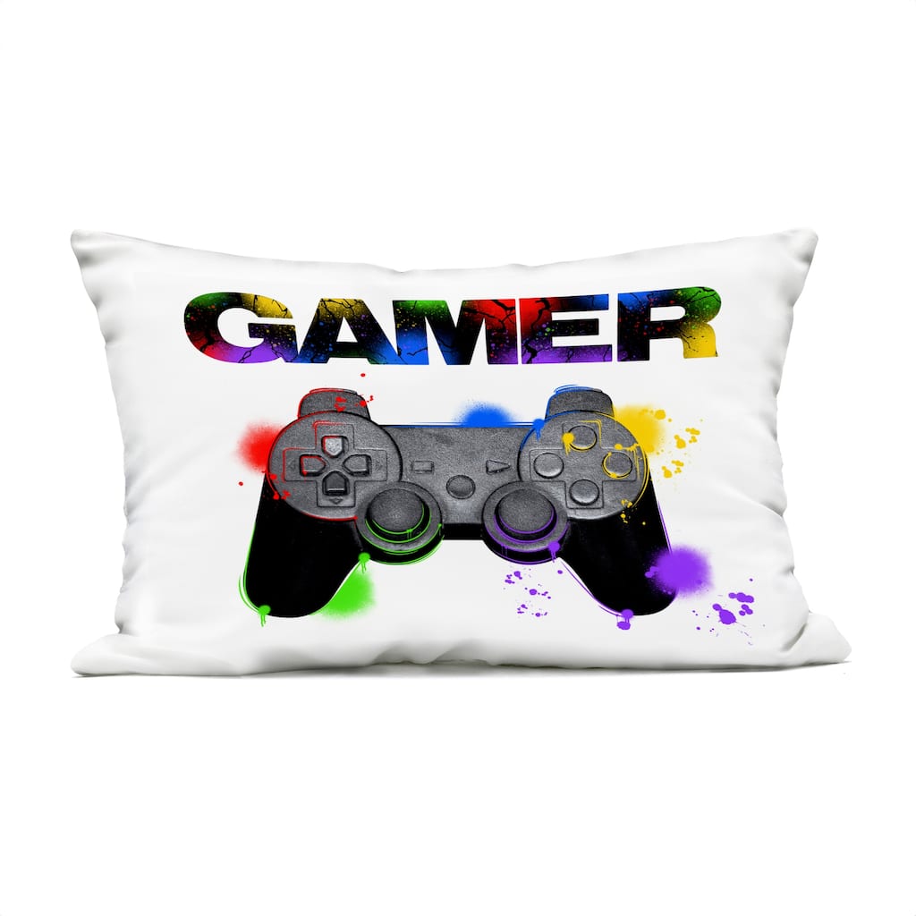 Stupell Gamer with Paint Smear Printed Outdoor Throw Pillow Design by Marcus Prime