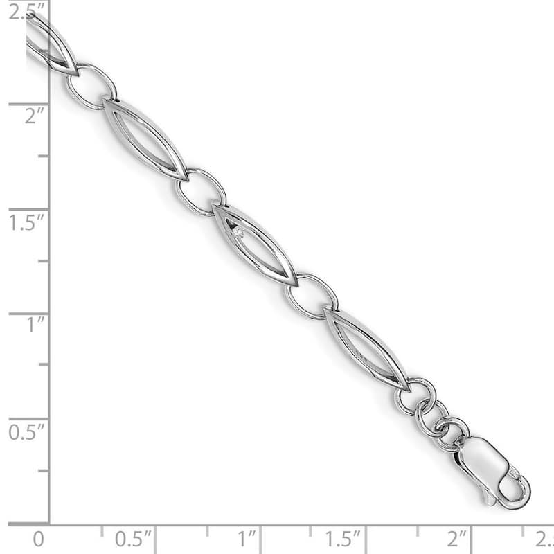 Curata 925 Sterling Silver Polished Lobster Claw Closure White Ice Diamond With 1.25inch Ext Bracelet