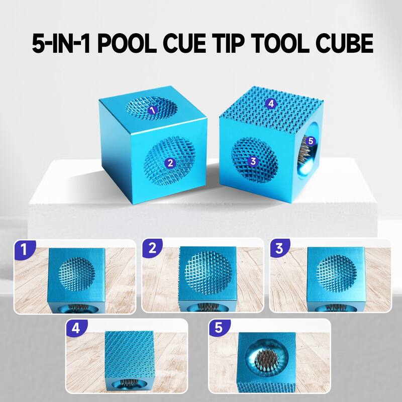 GSE™ 5-in-1 Billiard Pool Cue Tip Tool Scuffer/Shaper/Aerator Tip Pick Cube Accessory