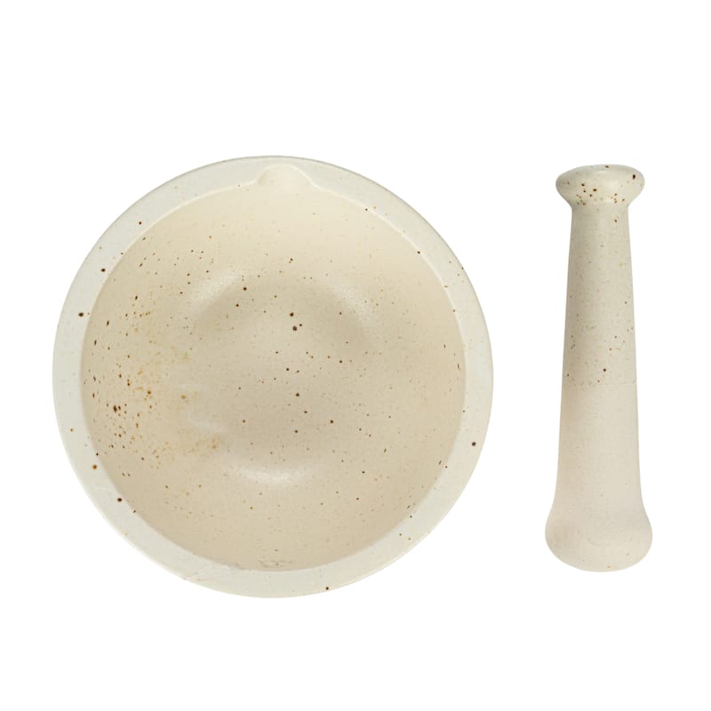Stoneware Mortar and Pestle Set, Set of 2 - 8.0"L x 8.0"W x 3.5"H