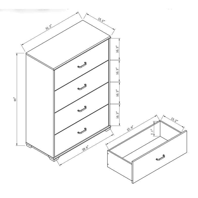 DH BASIC Contemporary 4-Drawer Chest with Bar Pulls by Denhour