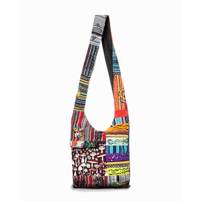 Kathmandu Collection Tribal Stripe Patchwork Hobo Bag