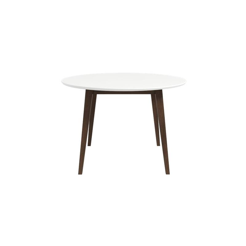 Paloma Mid-Century Modern Round Dining Table in White Solid Wood, 43.3 Inches for Kitchen, Dining Room, Dinette, Breakfa