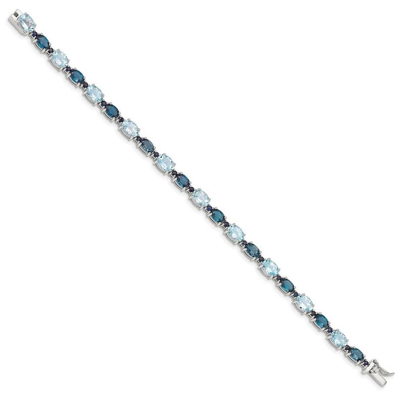 Curata 925 Sterling Silver 7.25" 6mm Shades of Natural Blue Topaz Bracelet - London and Sky Blue