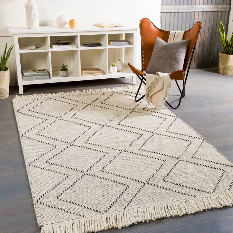 Artistic Weavers Dorsey Handmade Global Boho Area Rug - 2' 6" x 8' - Cream/Black