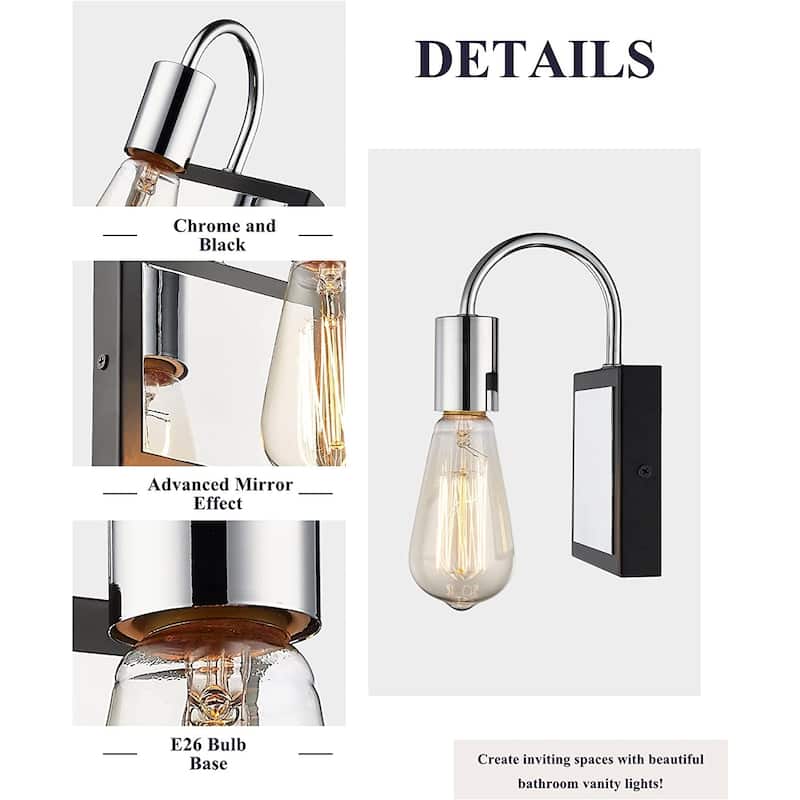 Modern Bathroom Vanity Light with Chrome and Black Finish