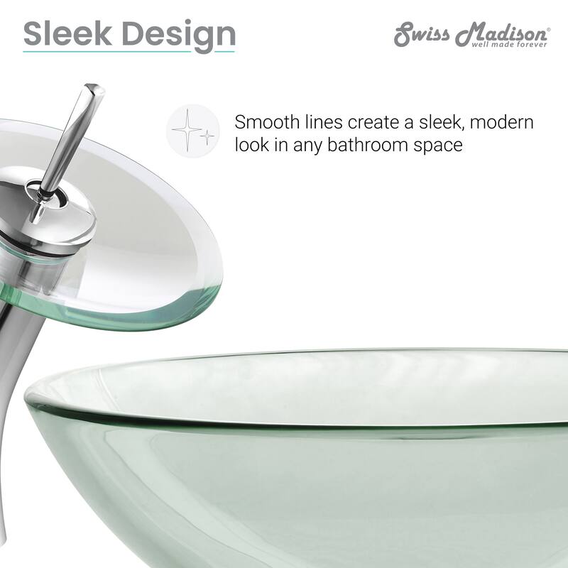 Vincennes 16.5 Glass Vessel Sink With Faucet, Clear - 28" x 24" 9"