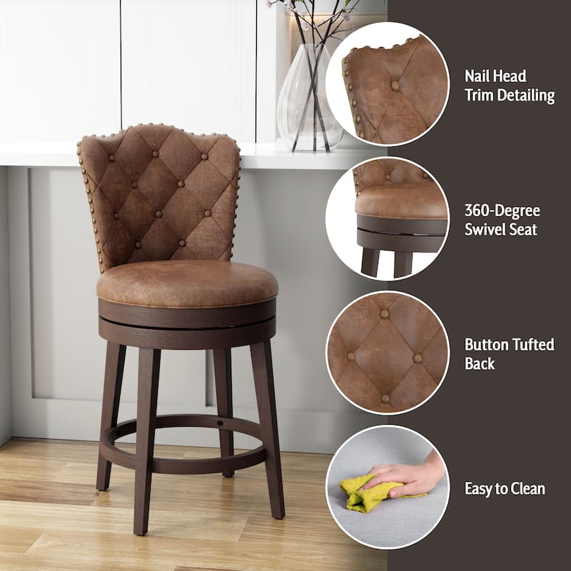 Hillsdale Edenwood Wood Swivel Stool - Chestnut & Chocolate Brown - Counter Height